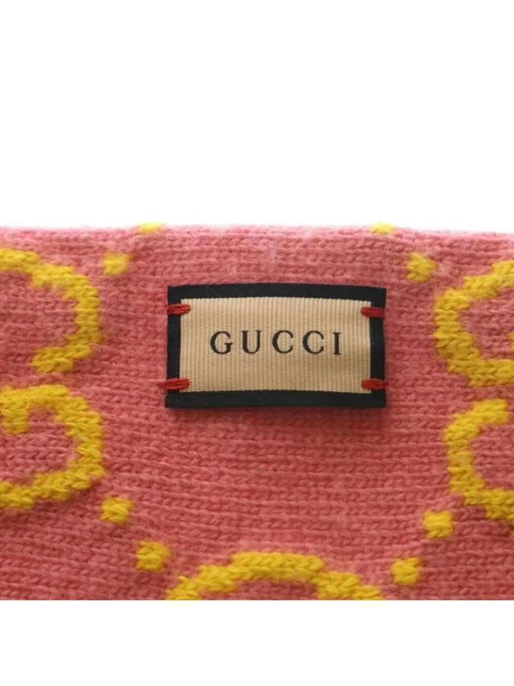 Gucci GG Wool Jacquard Scarf Logo Muffler Pink - Picture 4 of 6